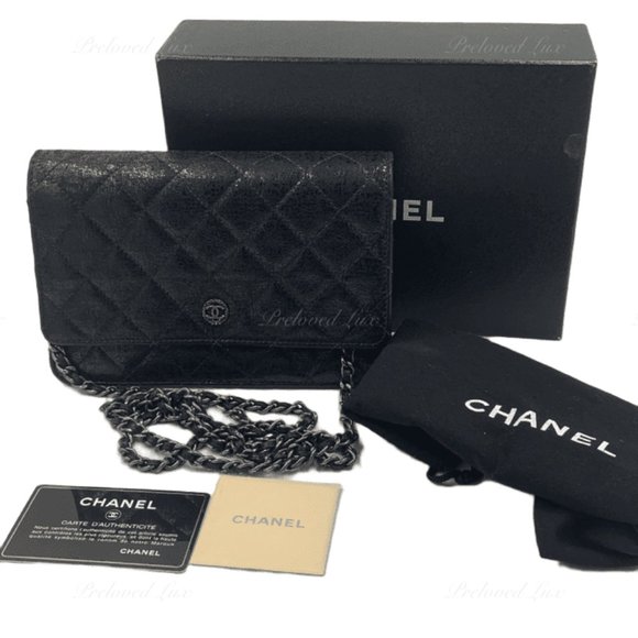 Chanel CC Wallet-on-the-chain WOC Metallic Sparkle Coated Tweed Bag Crossbody - Picture 6 of 15